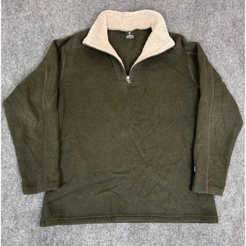Kuhl Sweatshirt Women's XL Green Quarter Zip Sherpa Lined Long Sleeve‎